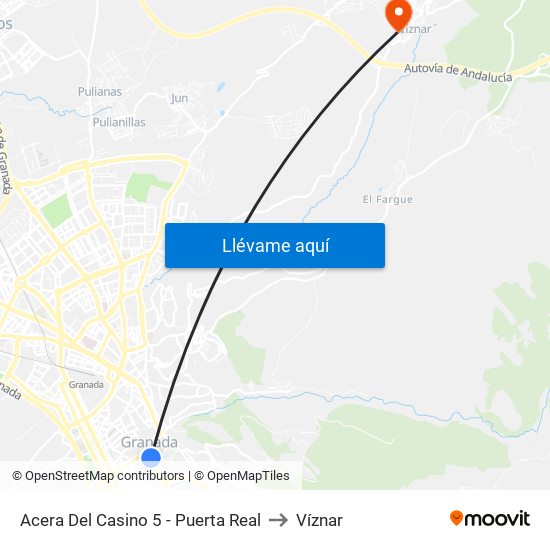 Acera Del Casino 5 - Puerta Real to Víznar map