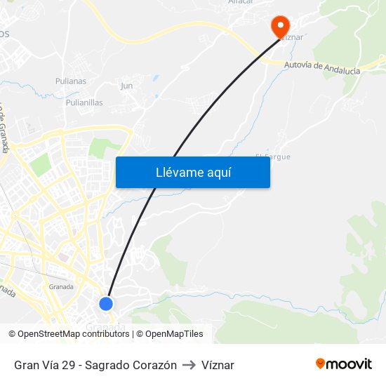 Gran Vía 29 - Sagrado Corazón to Víznar map