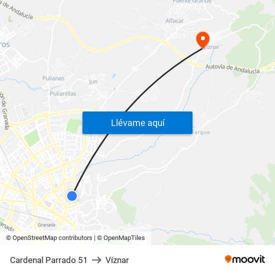 Cardenal Parrado 51 to Víznar map