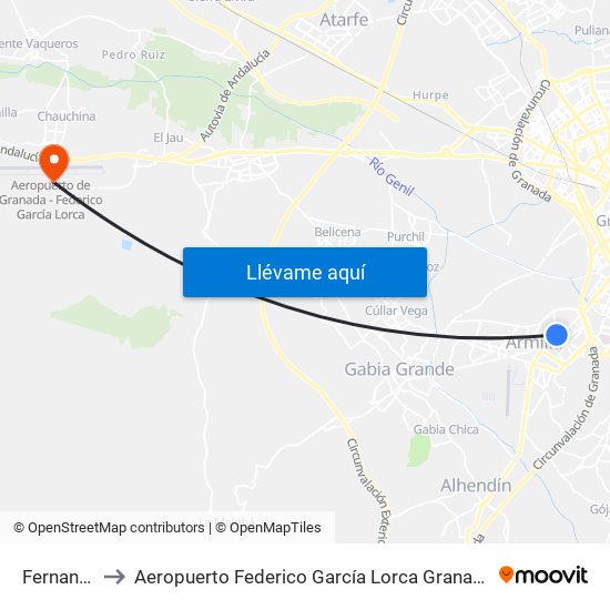 Fernando De Los Ríos to Aeropuerto Federico García Lorca Granada-Jaén (GRX) (Aeropuerto Federico García Lorca Granada-Jaén) map