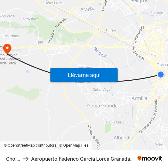 Cno. Ronda 38 to Aeropuerto Federico García Lorca Granada-Jaén (GRX) (Aeropuerto Federico García Lorca Granada-Jaén) map