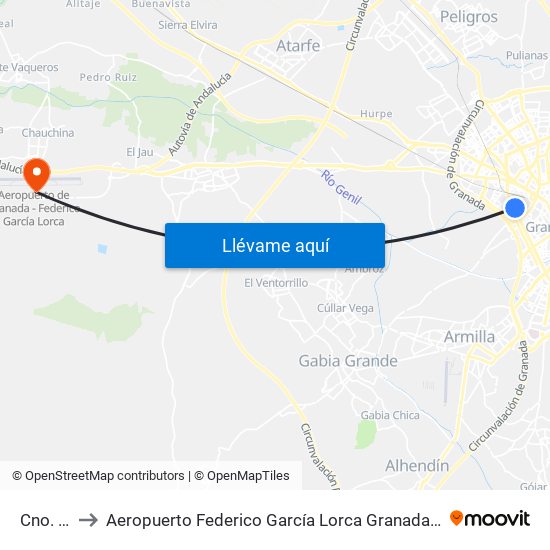 Cno. Ronda 172 to Aeropuerto Federico García Lorca Granada-Jaén (GRX) (Aeropuerto Federico García Lorca Granada-Jaén) map