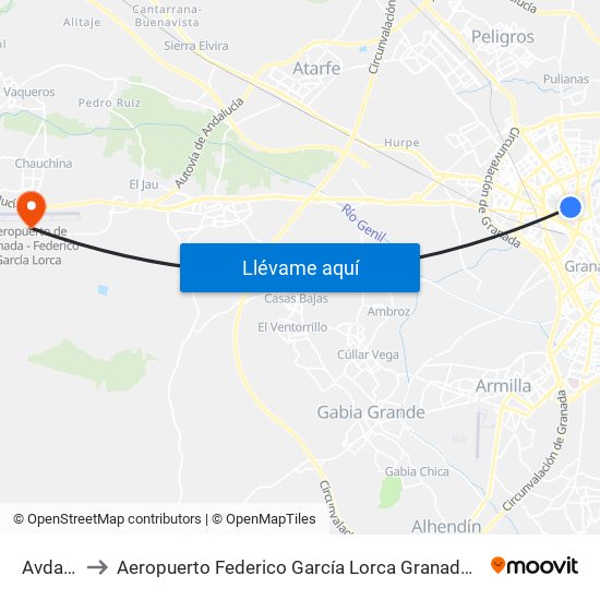 Avda. Madrid 23 to Aeropuerto Federico García Lorca Granada-Jaén (GRX) (Aeropuerto Federico García Lorca Granada-Jaén) map