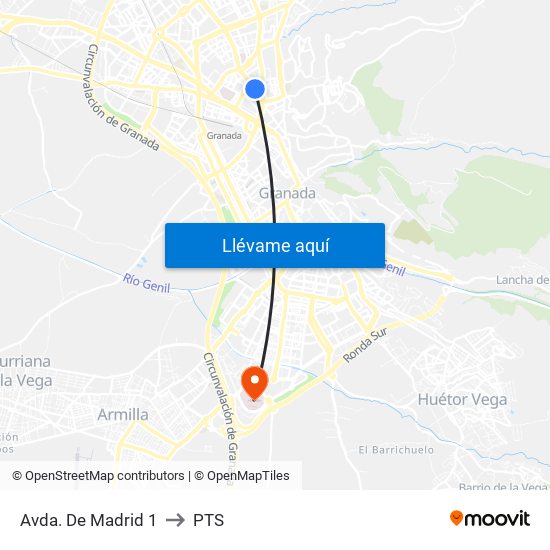 Avda. De Madrid 1 to PTS map
