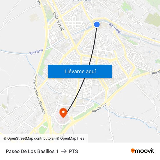 Paseo De Los Basilios 1 to PTS map