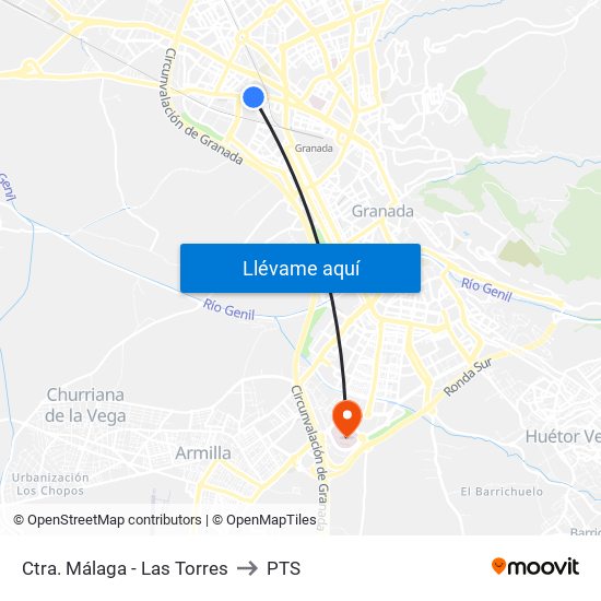 Ctra. Málaga - Las Torres to PTS map