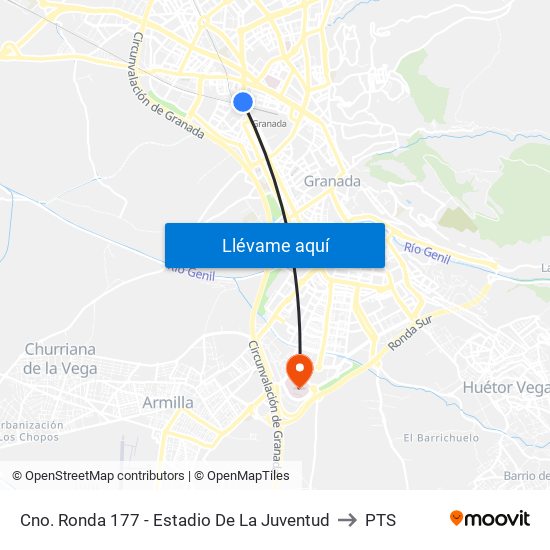 Cno. Ronda 177 - Estadio De La Juventud to PTS map