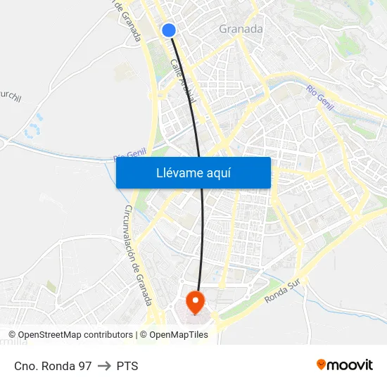 Cno. Ronda 97 to PTS map