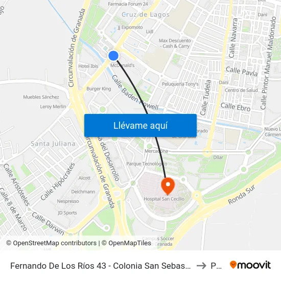 Fernando De Los Ríos 43 - Colonia San Sebastián to PTS map