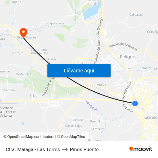 Ctra. Málaga - Las Torres to Pinos Puente map