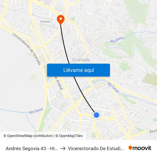 Andrés Segovia 43 - Hípica to Vicerectorado De Estudiantes map