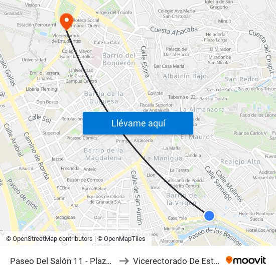 Paseo Del Salón 11 - Plaza Carretas to Vicerectorado De Estudiantes map