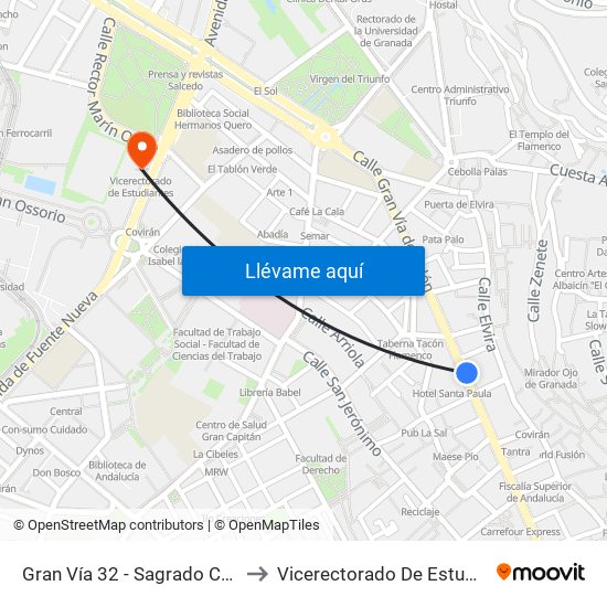 Gran Vía 32 - Sagrado Corazón to Vicerectorado De Estudiantes map