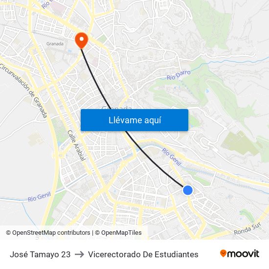 José Tamayo 23 to Vicerectorado De Estudiantes map