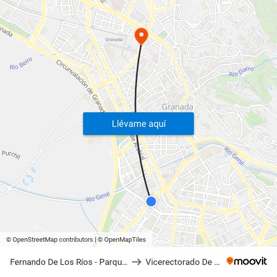 Fernando De Los Ríos - Parque Cruz De Lagos to Vicerectorado De Estudiantes map