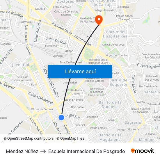 Méndez Núñez to Escuela Internacional De Posgrado map