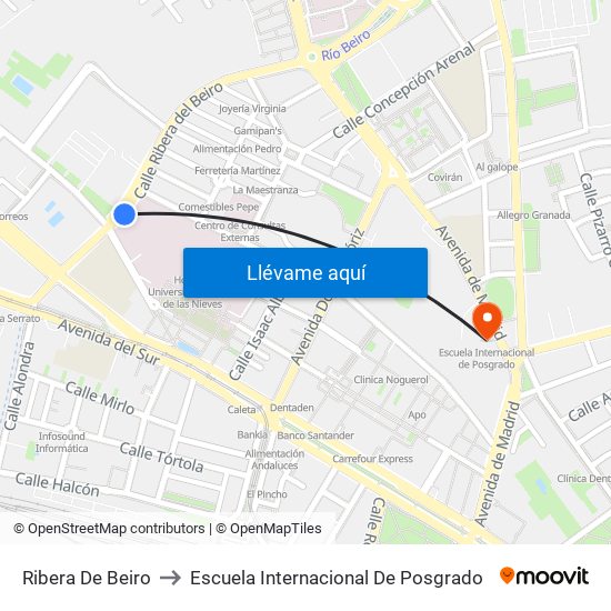 Ribera De Beiro to Escuela Internacional De Posgrado map