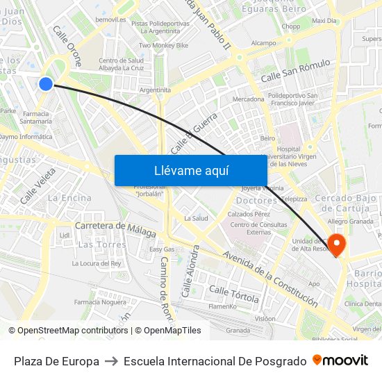 Plaza De Europa to Escuela Internacional De Posgrado map