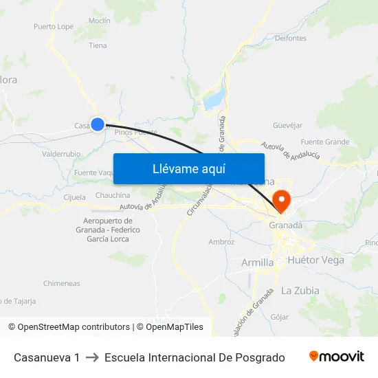 Casanueva 1 to Escuela Internacional De Posgrado map