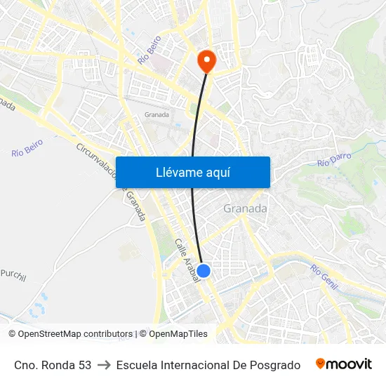 Cno. Ronda 53 to Escuela Internacional De Posgrado map