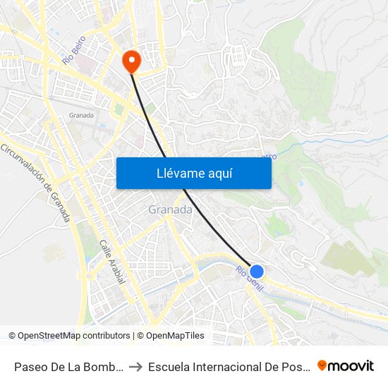 Paseo De La Bomba 17 to Escuela Internacional De Posgrado map