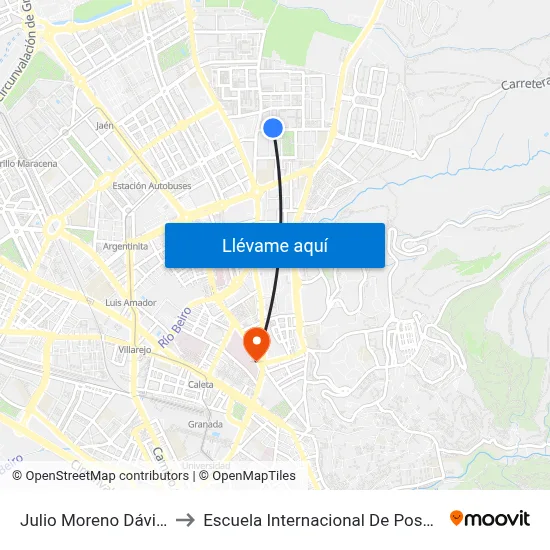 Julio Moreno Dávila 3 to Escuela Internacional De Posgrado map