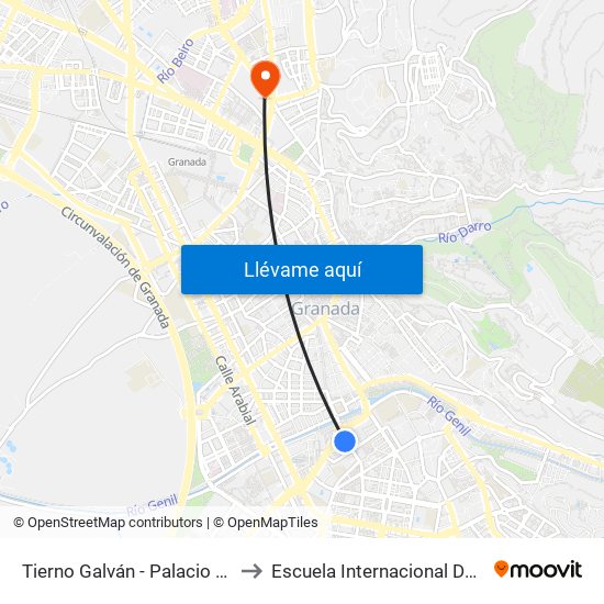 Tierno Galván - Palacio Congresos to Escuela Internacional De Posgrado map