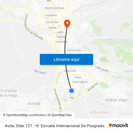 Avda. Dílar 121 to Escuela Internacional De Posgrado map