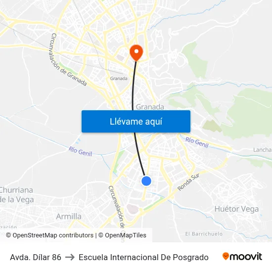 Avda. Dílar 86 to Escuela Internacional De Posgrado map