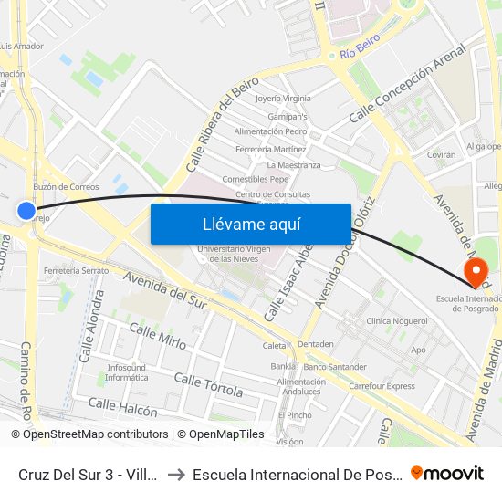 Cruz Del Sur 3 - Villarejo to Escuela Internacional De Posgrado map