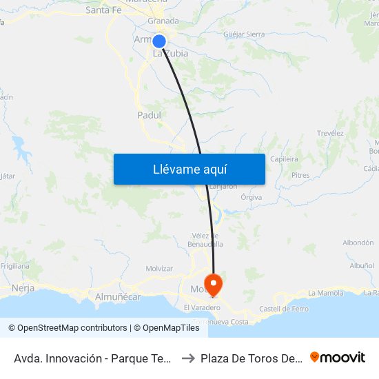 Avda. Innovación - Parque Tecnológico to Plaza De Toros De Motril map