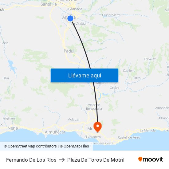 Fernando De Los Ríos to Plaza De Toros De Motril map