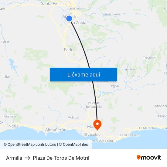Armilla to Plaza De Toros De Motril map