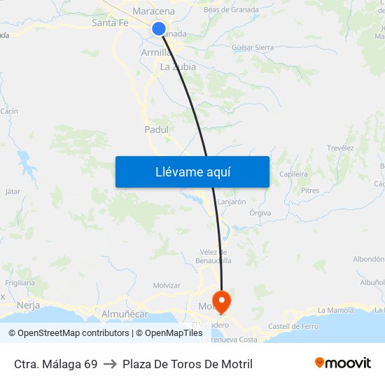 Ctra. Málaga 69 to Plaza De Toros De Motril map