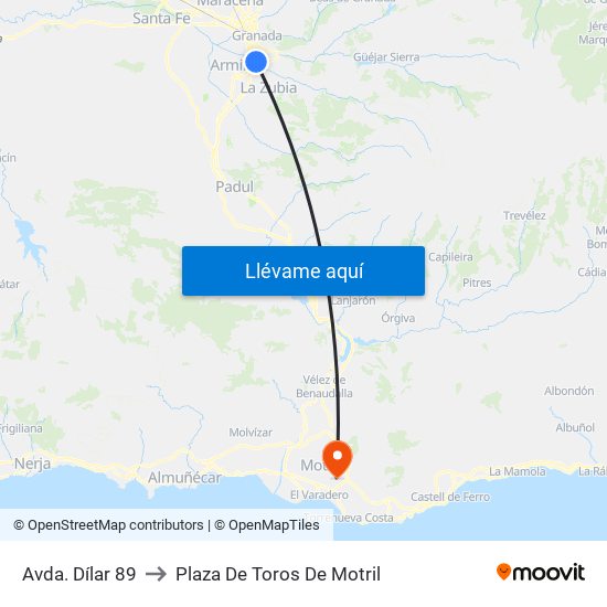 Avda. Dílar 89 to Plaza De Toros De Motril map