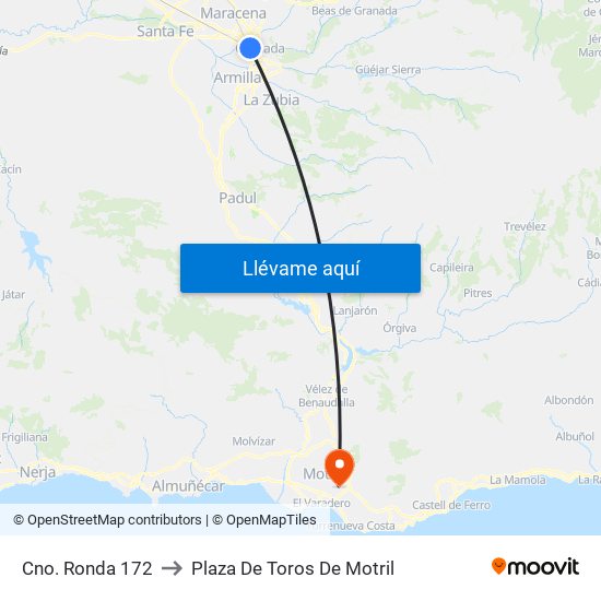 Cno. Ronda 172 to Plaza De Toros De Motril map