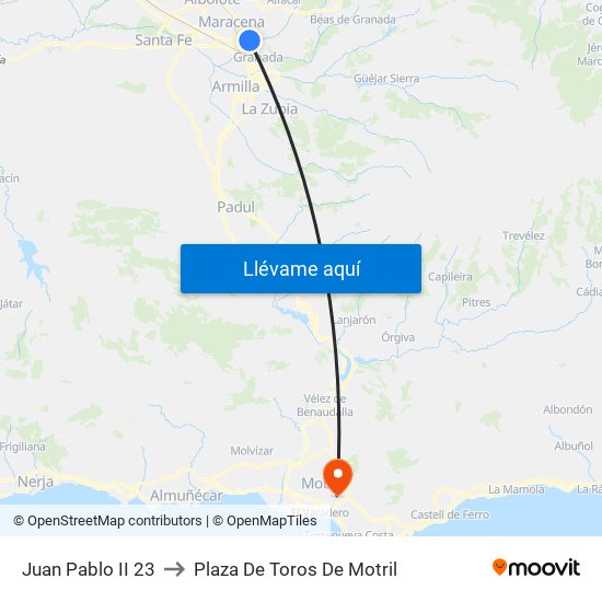 Juan Pablo II  23 to Plaza De Toros De Motril map