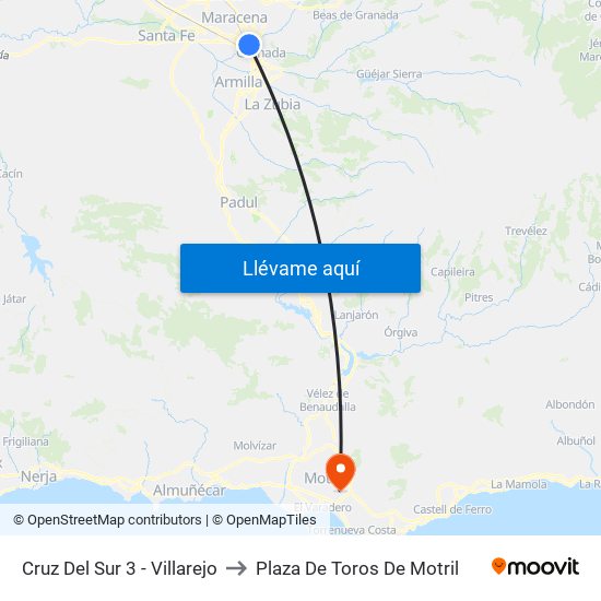 Cruz Del Sur 3 - Villarejo to Plaza De Toros De Motril map