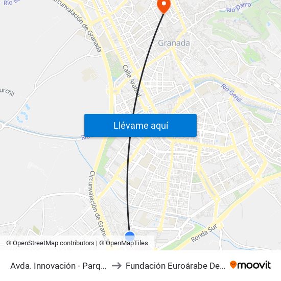 Avda. Innovación - Parque Tecnológico to Fundación Euroárabe De Altos Estudios map