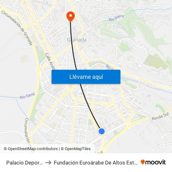 Palacio Deportes to Fundación Euroárabe De Altos Estudios map