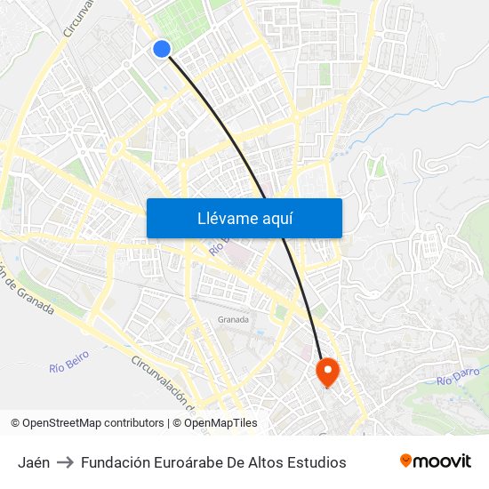 Jaén to Fundación Euroárabe De Altos Estudios map