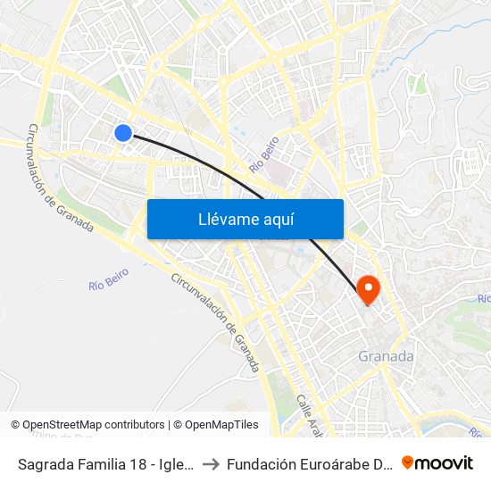 Sagrada Familia 18 - Iglesia Santa Micaela to Fundación Euroárabe De Altos Estudios map