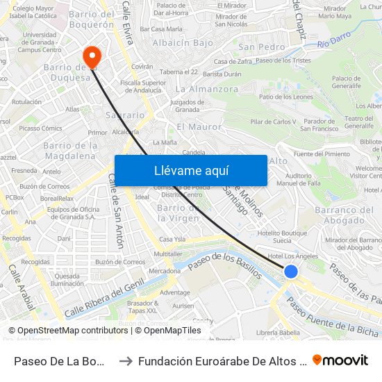 Paseo De La Bomba 17 to Fundación Euroárabe De Altos Estudios map