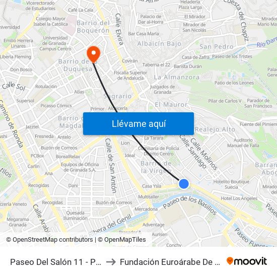 Paseo Del Salón 11 - Plaza Carretas to Fundación Euroárabe De Altos Estudios map