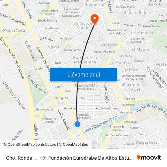 Cno. Ronda 38 to Fundación Euroárabe De Altos Estudios map