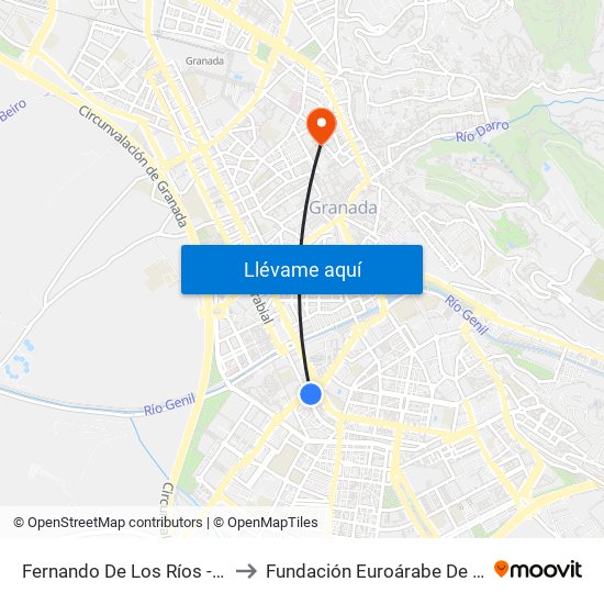 Fernando De Los Ríos - Av. Barcelona to Fundación Euroárabe De Altos Estudios map