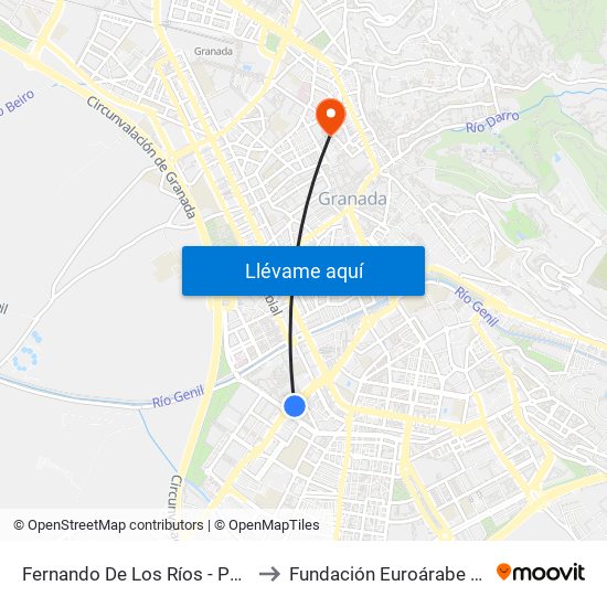 Fernando De Los Ríos - Parque Cruz De Lagos to Fundación Euroárabe De Altos Estudios map