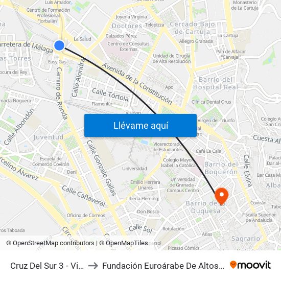 Cruz Del Sur 3 - Villarejo to Fundación Euroárabe De Altos Estudios map