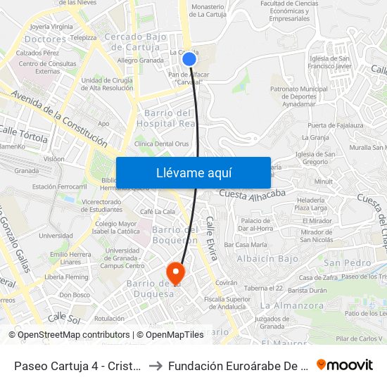 Paseo Cartuja 4 - Cristo De La Yedra to Fundación Euroárabe De Altos Estudios map