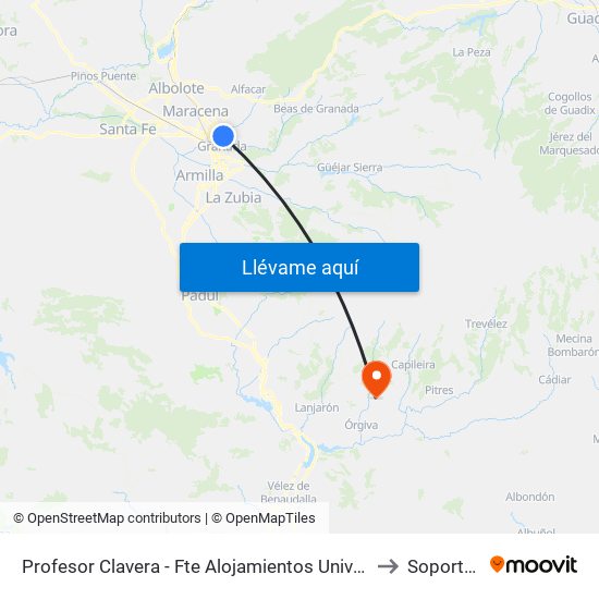 Profesor Clavera - Fte Alojamientos Universitarios to Soportújar map